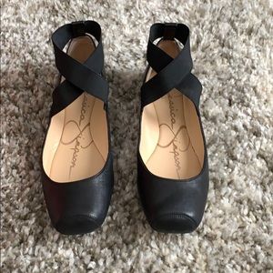 Black leather Jessica Simpson flats